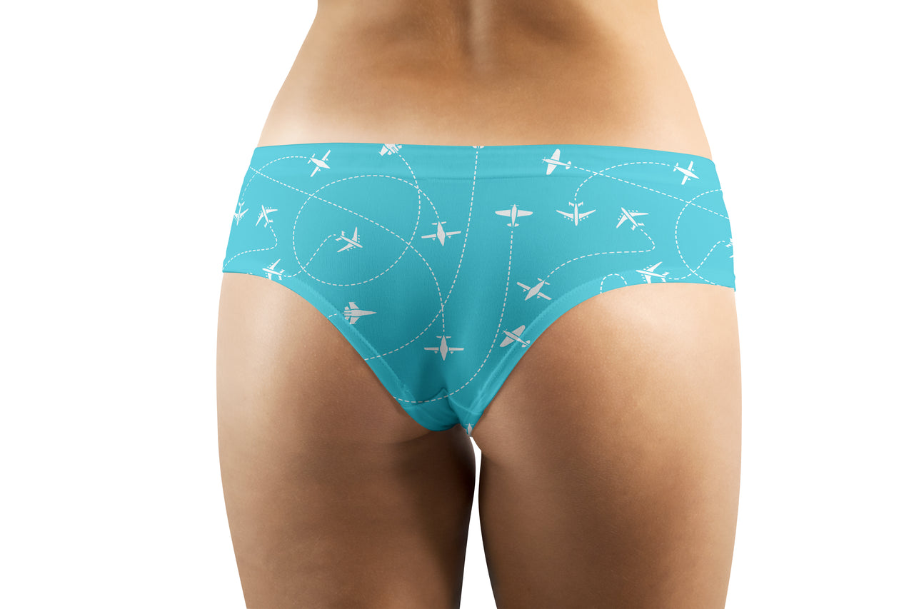 Travel The The World By Plane Designed Women Panties & Shorts