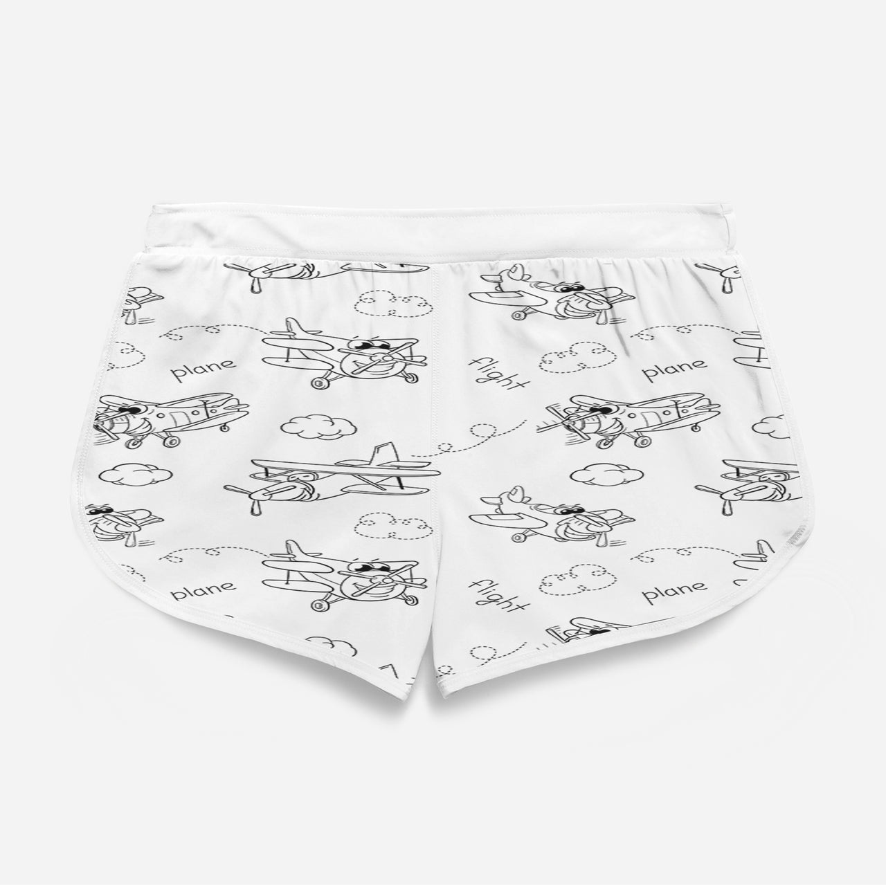 Cartoon Planes Designed Women Beach Style Shorts