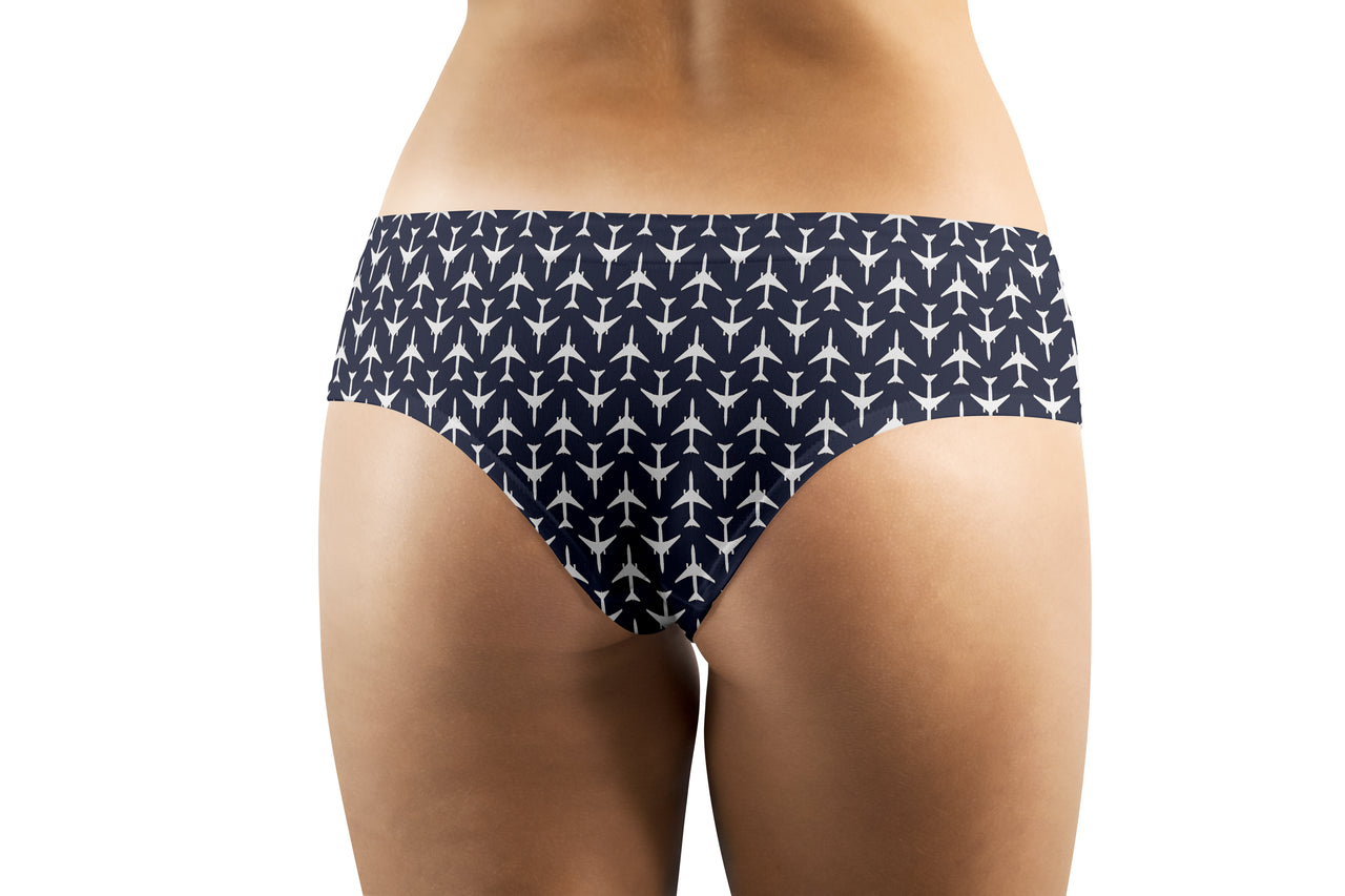 Perfectly Sized Seamless Airplanes Dark Blue Designed Women Panties & Shorts