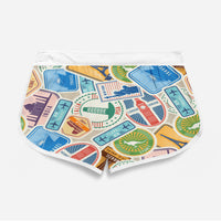 Thumbnail for Travel Stickers Designed Women Beach Style Shorts