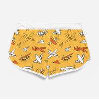 Thumbnail for Super Drawings of Airplanes Designed Women Beach Style Shorts