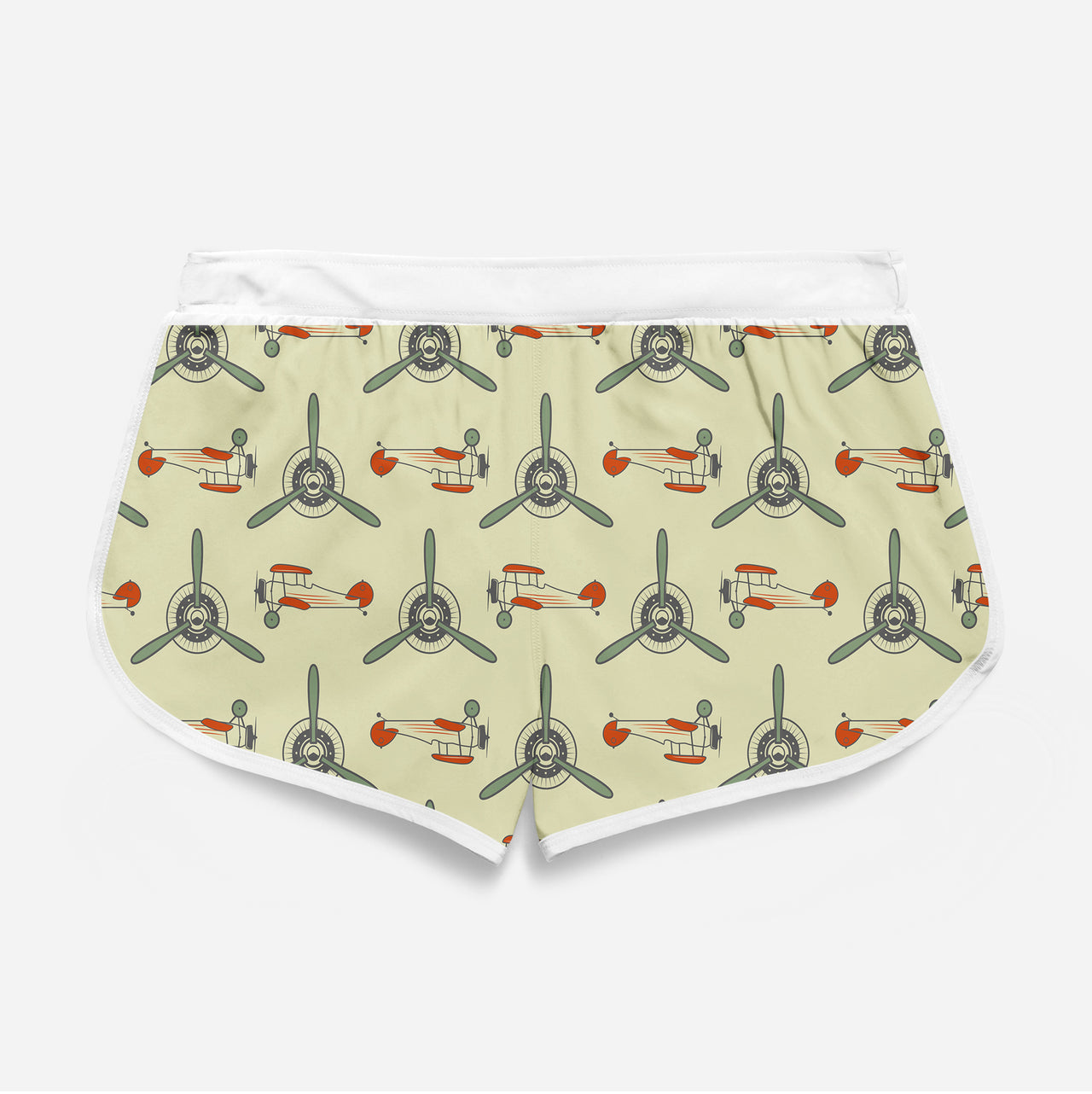 Vintage Old Airplane Designed Women Beach Style Shorts
