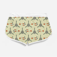 Thumbnail for Vintage Old Airplane Designed Women Beach Style Shorts
