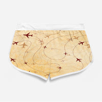 Thumbnail for Vintage Travelling with Aircraft Designed Women Beach Style Shorts