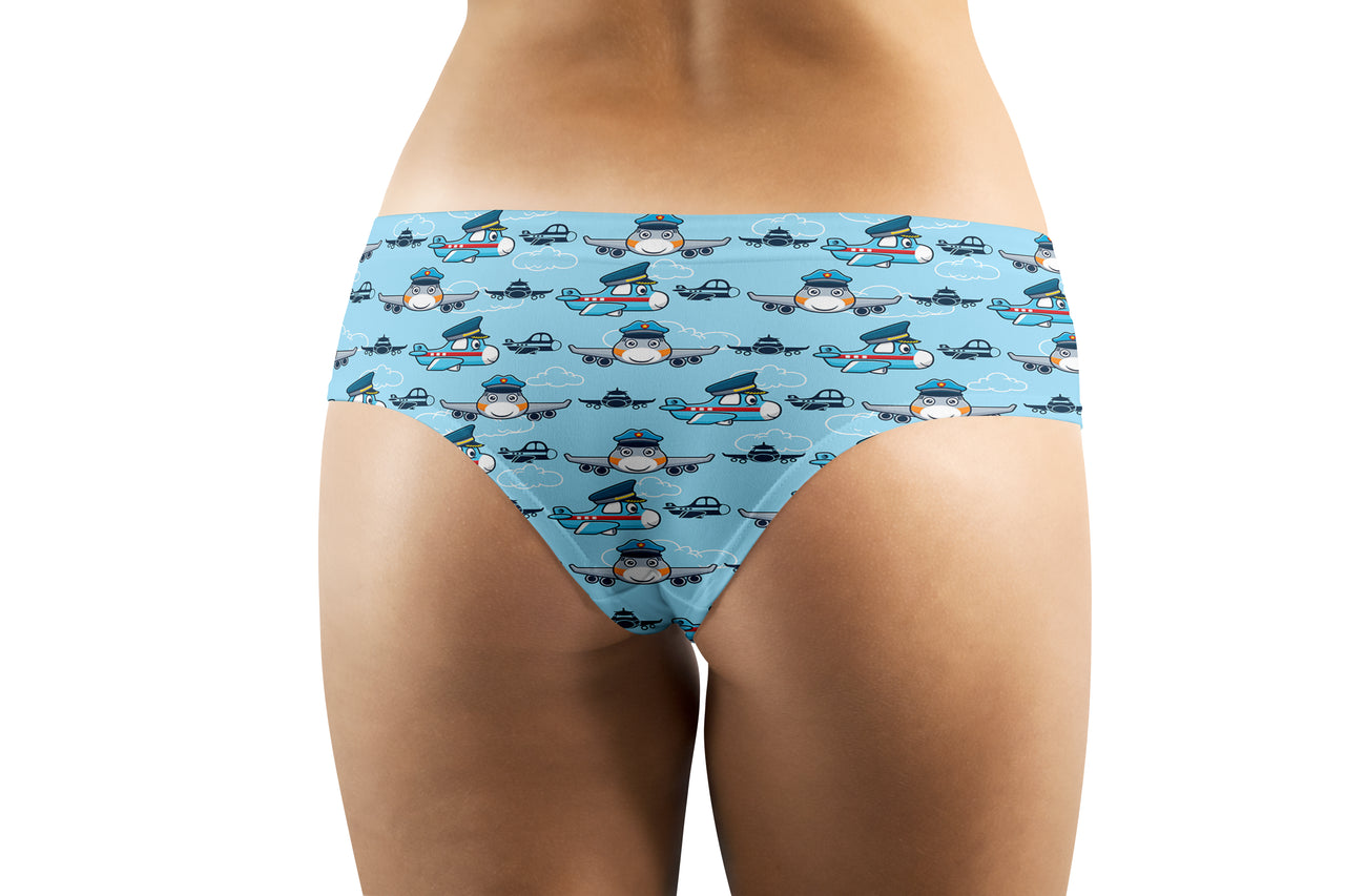 Cartoon & Funny Airplanes Designed Women Panties & Shorts