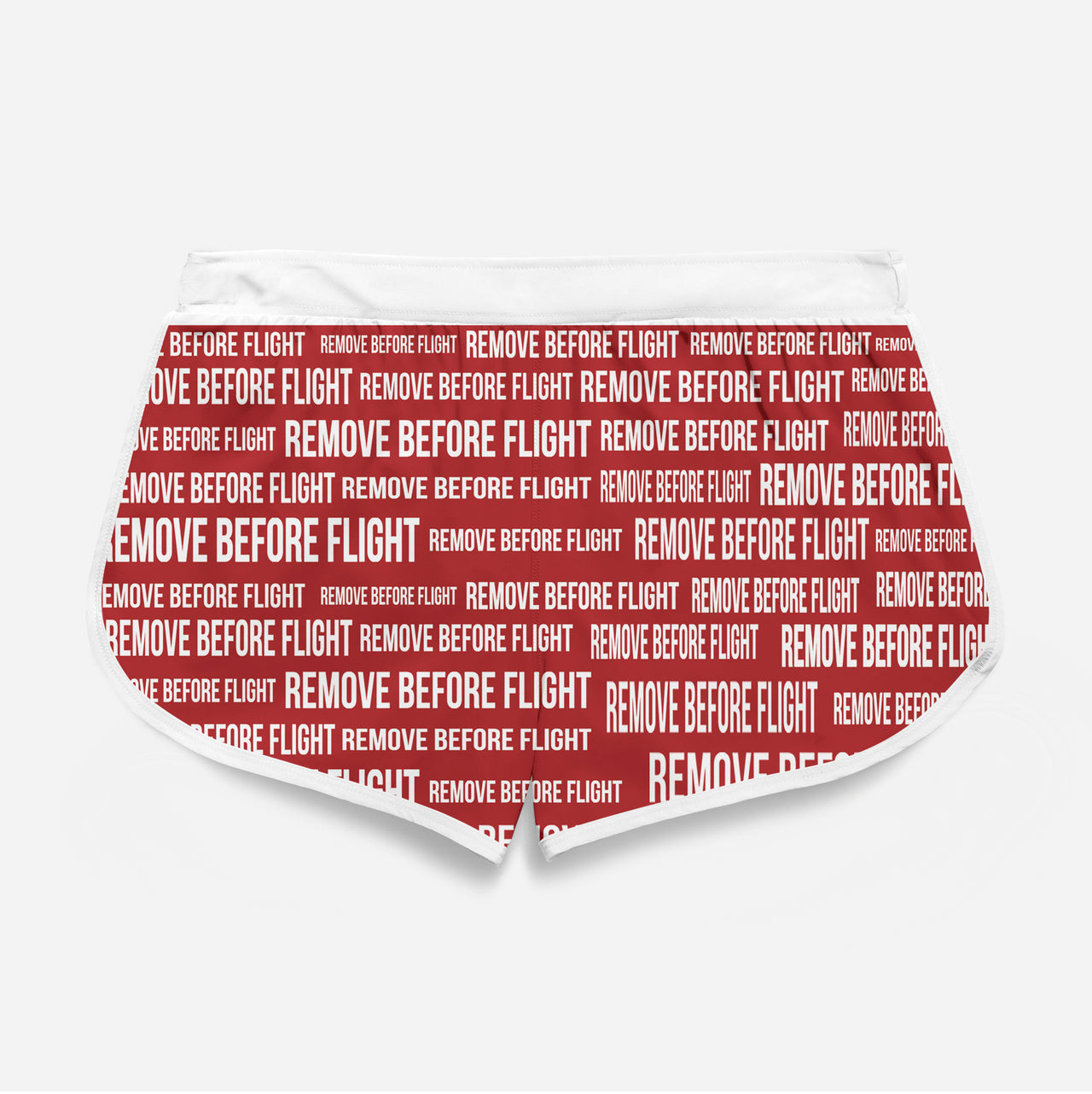 Remove Before Flight 3-Red Designed Women Beach Style Shorts