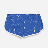 Thumbnail for Travel The World By Plane (Blue) Designed Women Beach Style Shorts