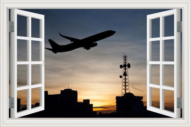 Amazing Aircraft with & Sunset View Printed Wall Stickers