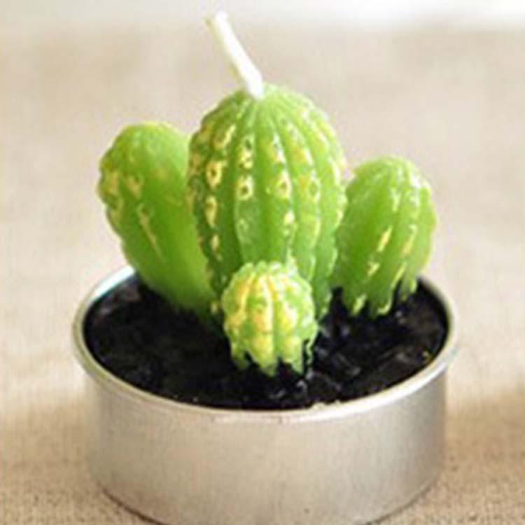 Artificial Green Cactus Candle & Perfect Decoration