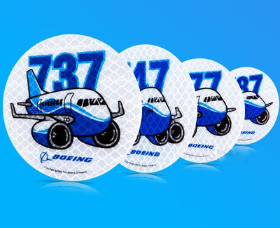 Boeing 737 & 747 & 777 & 787 Reflective aviation themed sticker, weather-resistant vinyl.