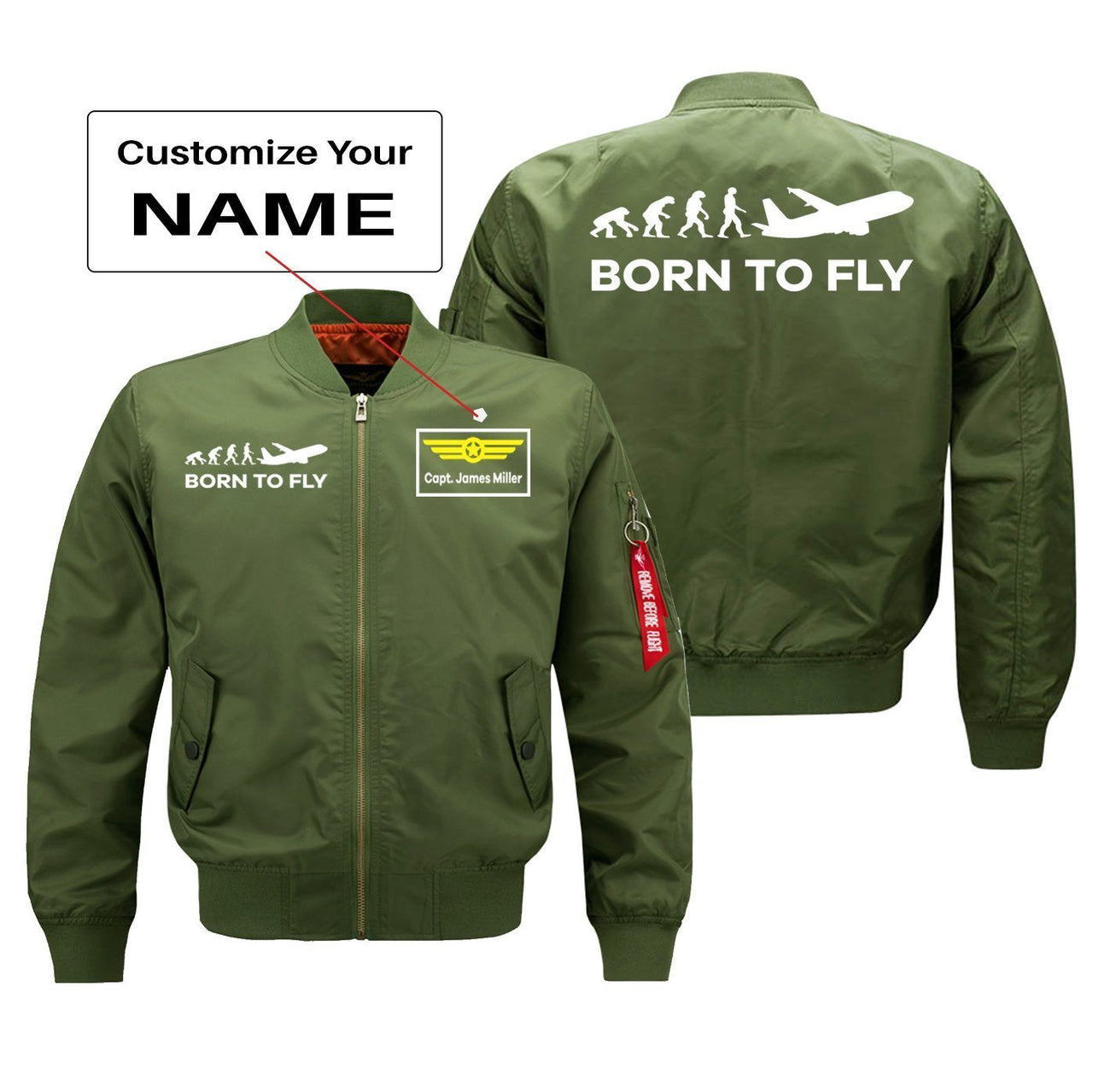 Born To Fly Printed Pilot Jackets (Customizable)