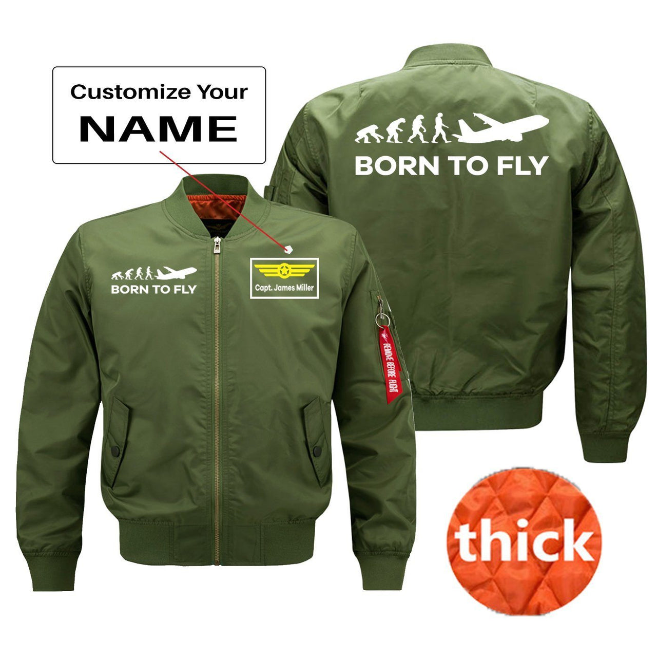 Born To Fly Printed Pilot Jackets (Customizable)