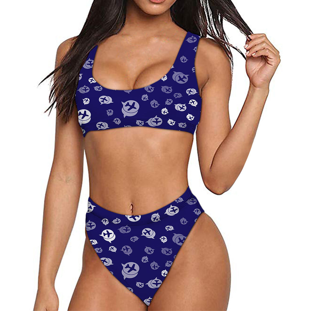 Airplane Notification Theme Designed Women Bikini Set Swimsuit
