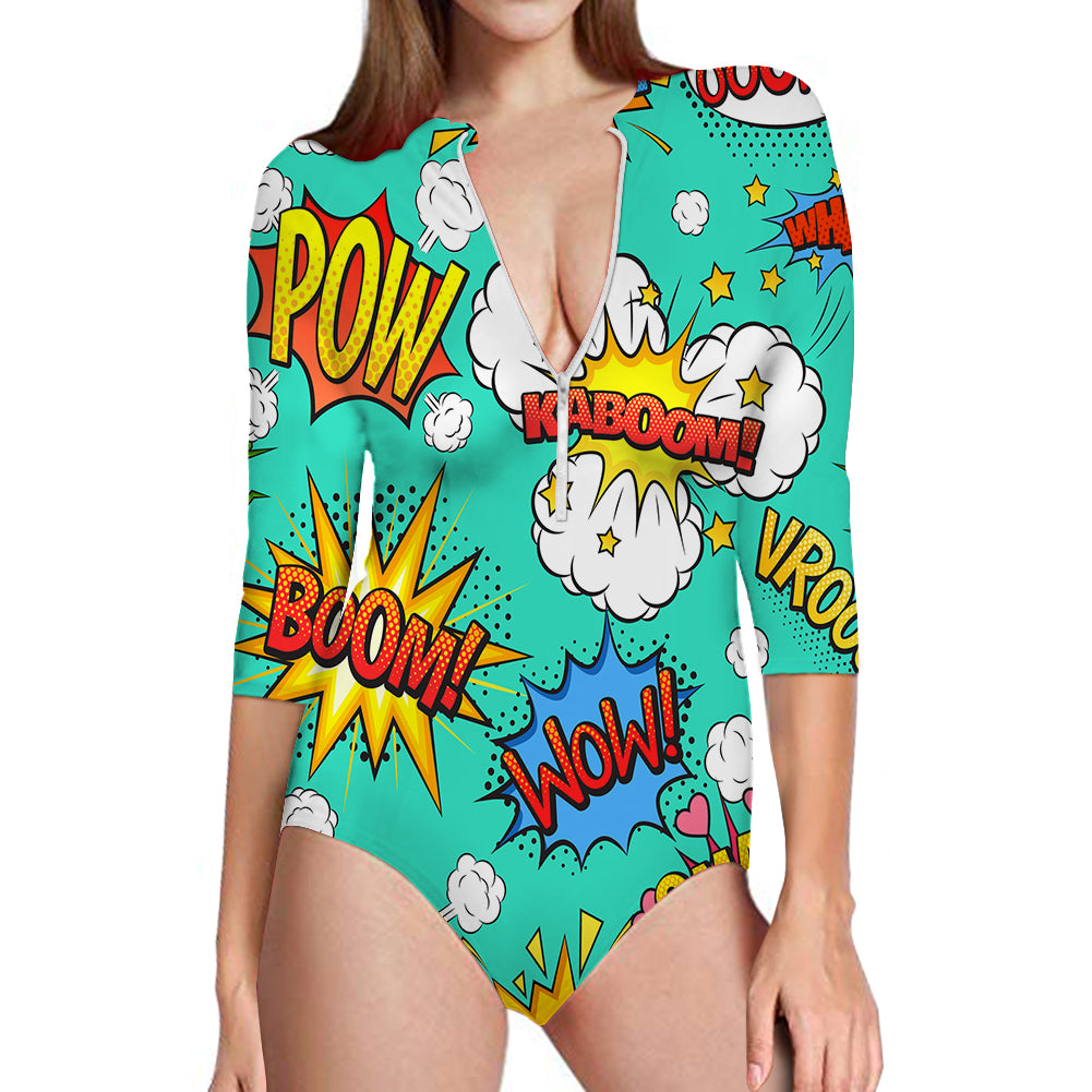 Mixed Comics Designed Deep V Swim Bodysuits