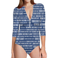 Thumbnail for Remove Before Flight 3Blue Designed Deep V Swim Bodysuits