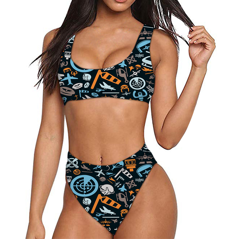 Aviation Icons Designed Women Bikini Set Swimsuit