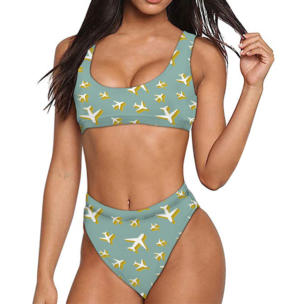 Mixed Size Airplanes Designed Women Bikini Set Swimsuit