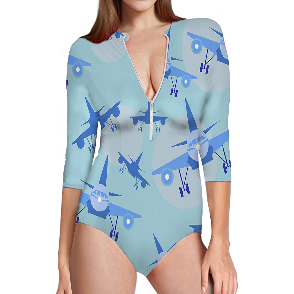 Super Funny Airplanes Designed Deep V Swim Bodysuits