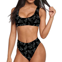 Thumbnail for Paper Airplane & Fly Black Designed Women Bikini Set Swimsuit