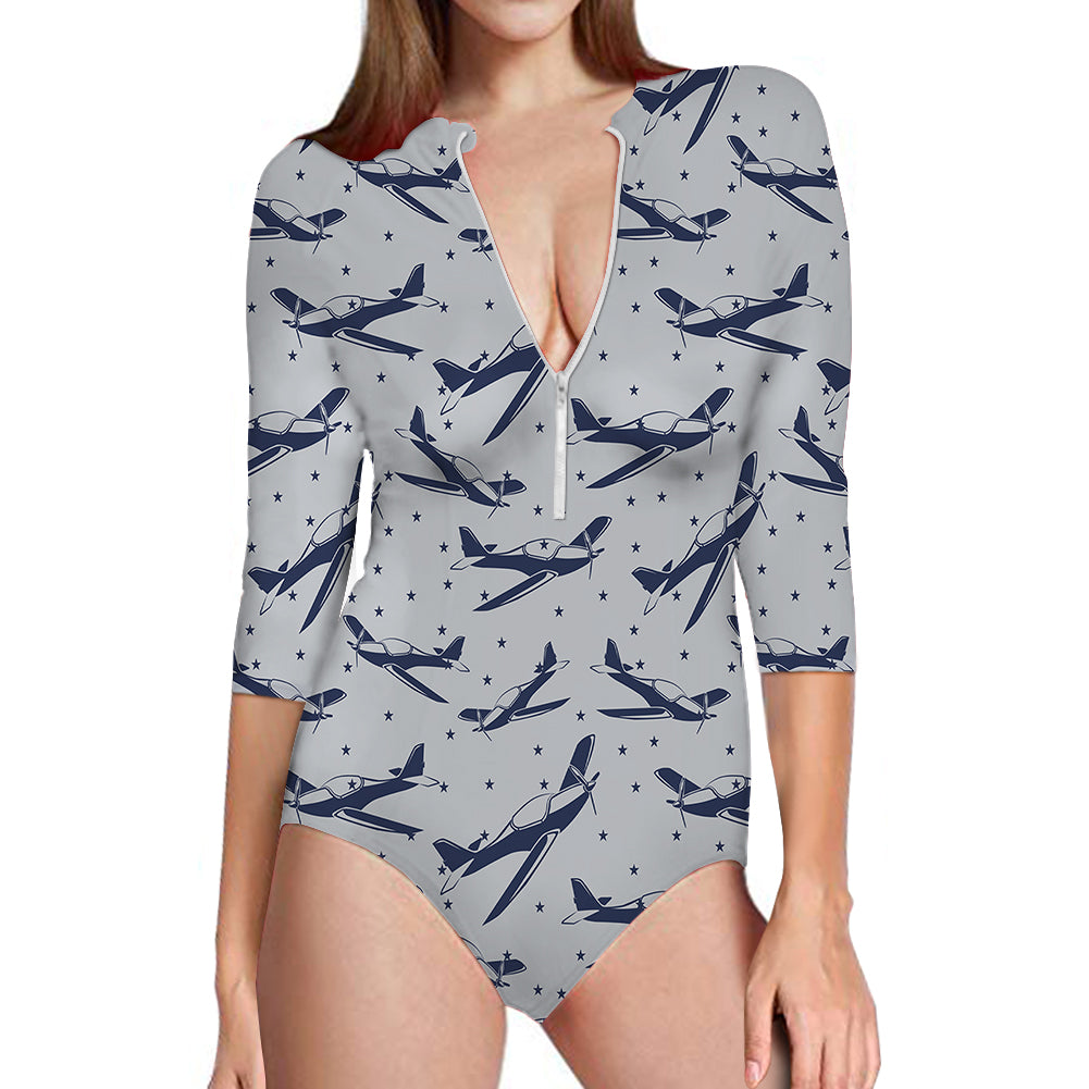 Propellers & Stars Designed Deep V Swim Bodysuits
