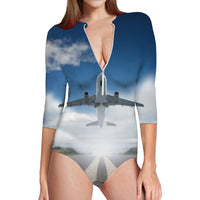 Thumbnail for Taking Off Aircraft Designed Deep V Swim Bodysuits