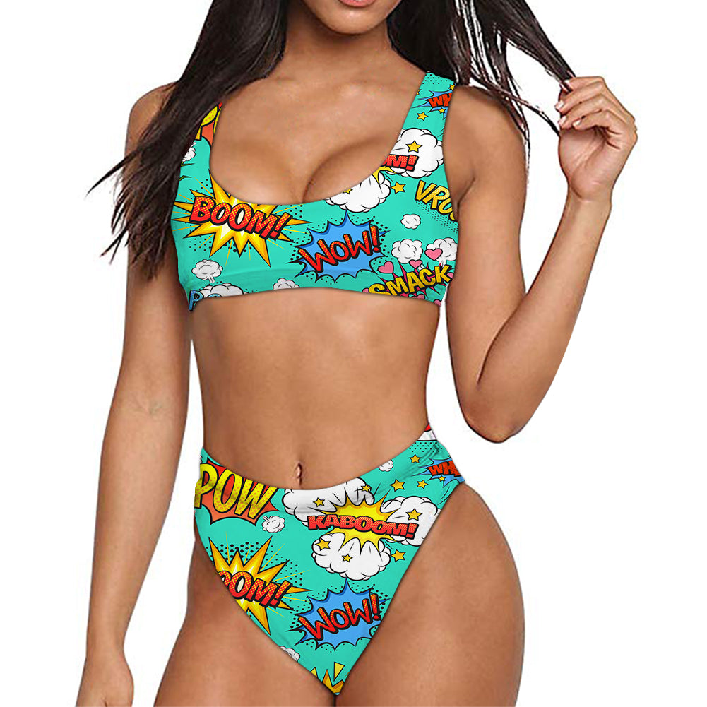 Mixed Comics Designed Women Bikini Set Swimsuit