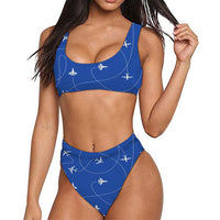 Thumbnail for Travel The World By Plane (Blue) Designed Women Bikini Set Swimsuit