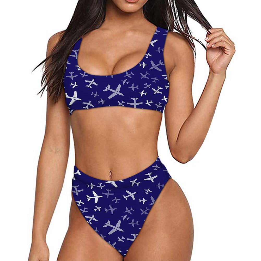 Different Sizes Seamless Airplanes Designed Women Bikini Set Swimsuit