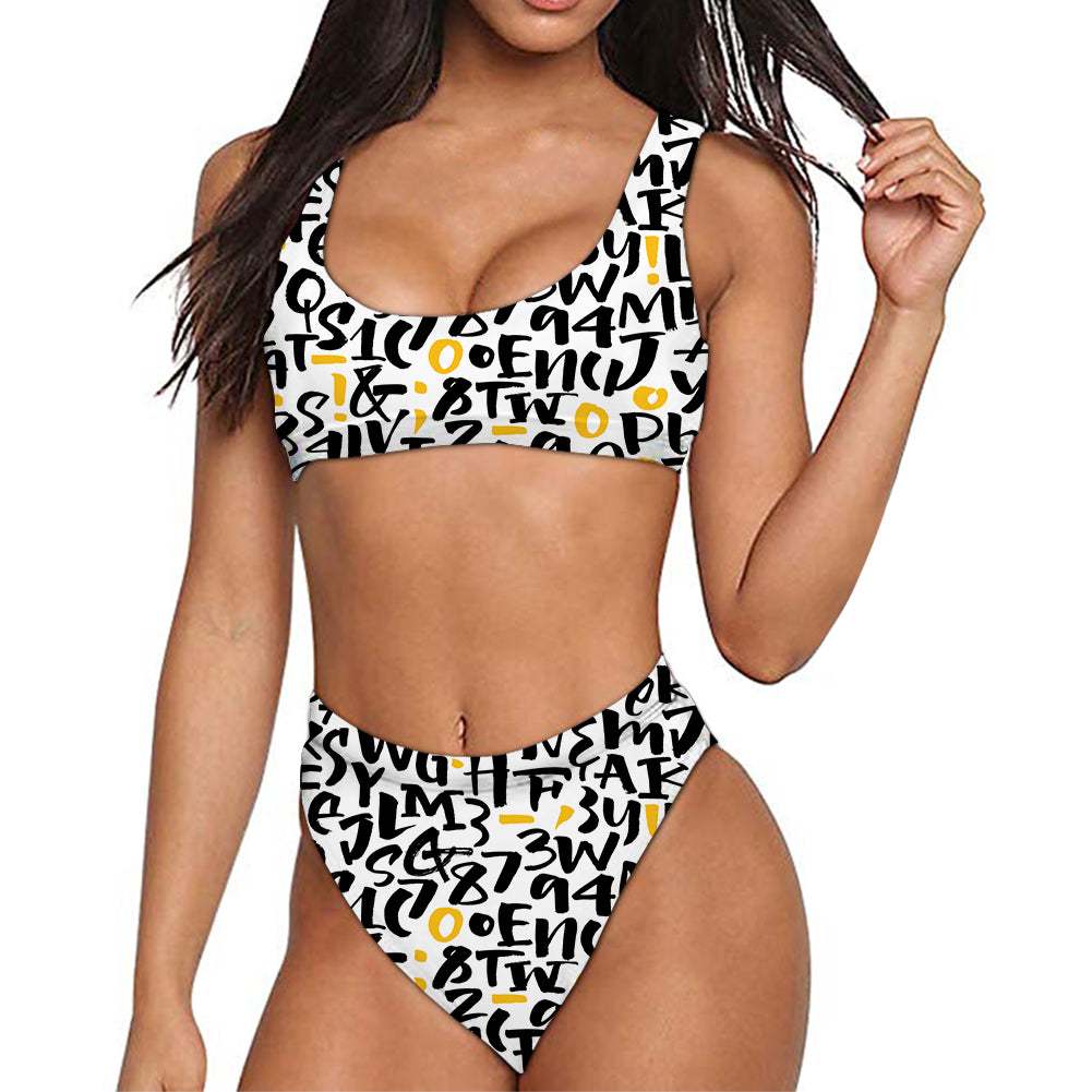 Mixed Letters Designed Women Bikini Set Swimsuit