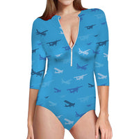Thumbnail for Many Propellers Designed Deep V Swim Bodysuits