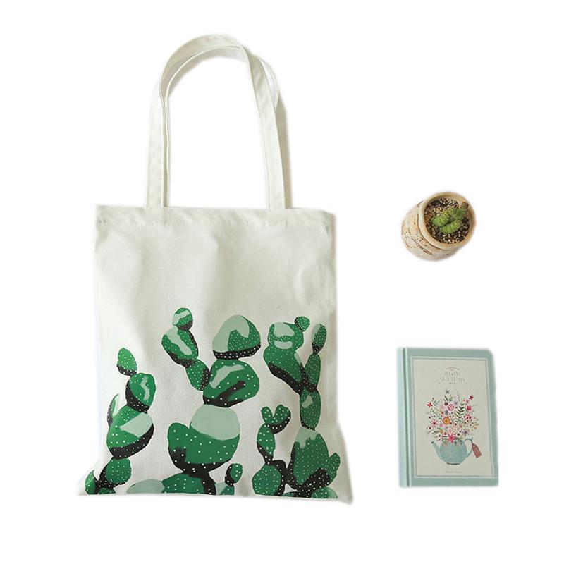 Cactus Designed Canvas Women Handbags
