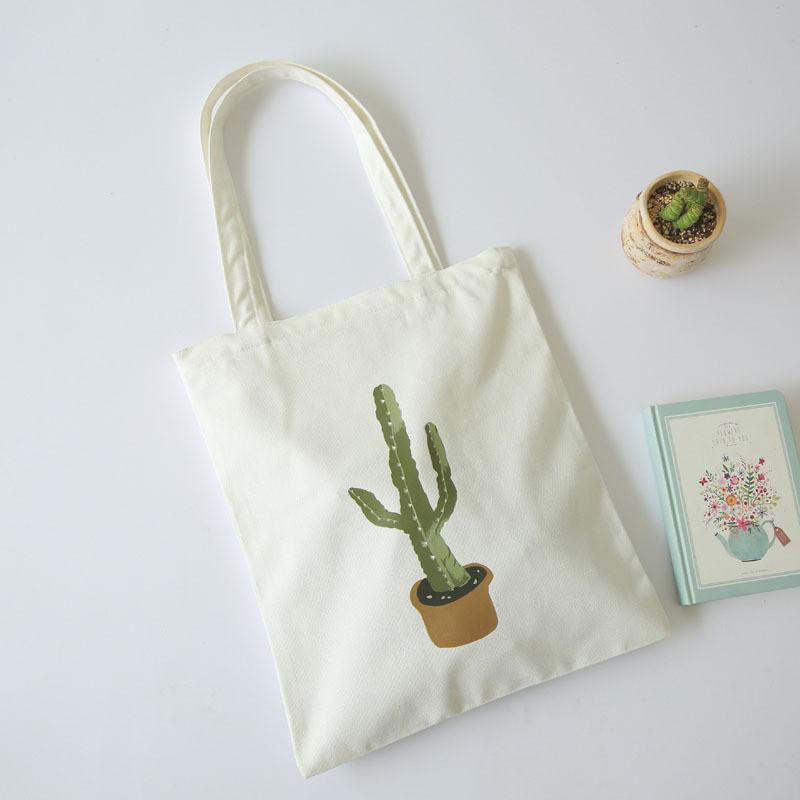Cactus Designed Canvas Women Handbags