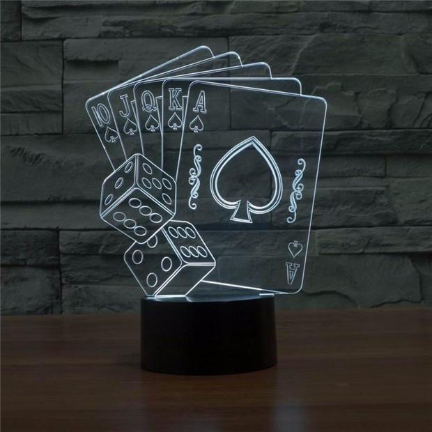 Casino Poker Cards Designed Night Lamp
