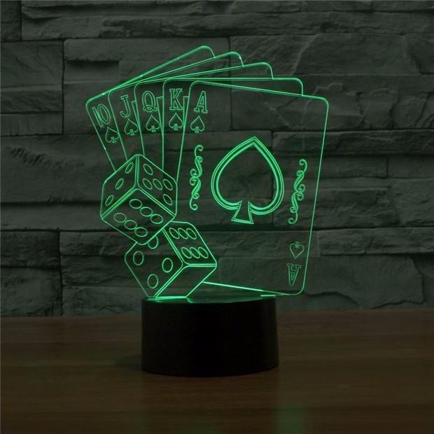Casino Poker Cards Designed Night Lamp