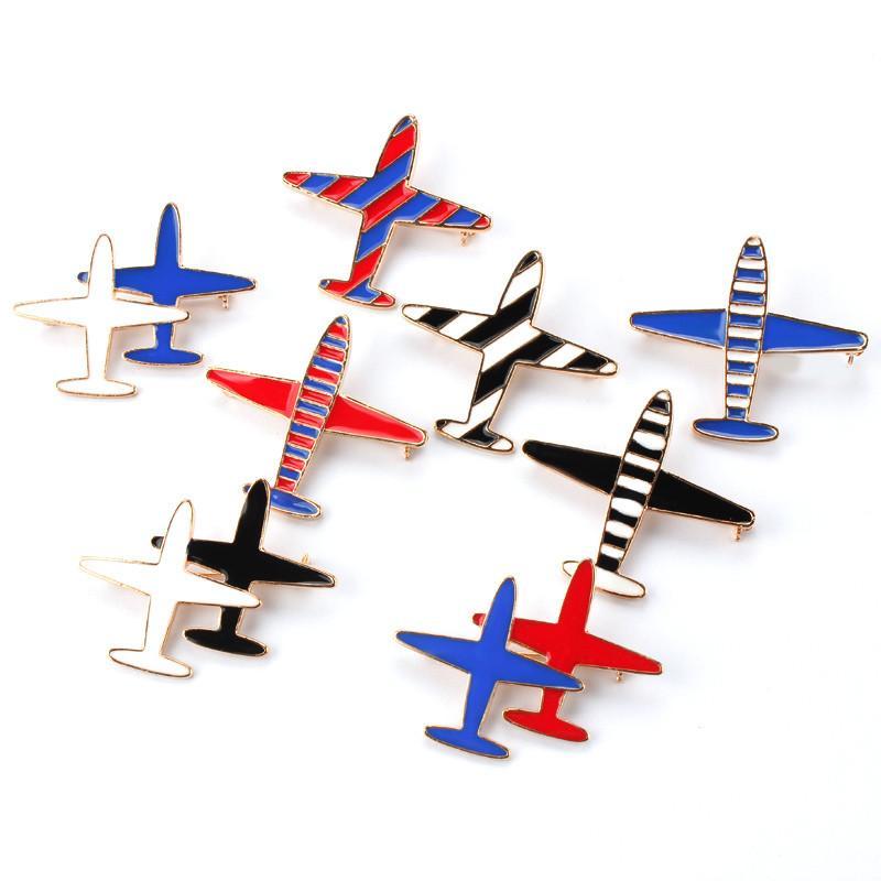 Colourful Airplanes Shaped aviation-themed brooch, polished alloy.