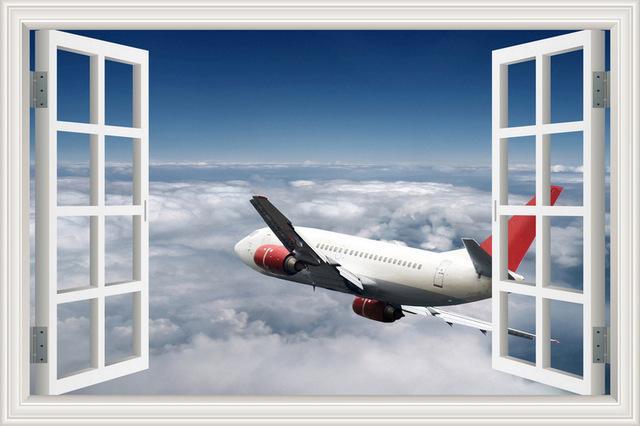 Cruising Boeing 737 Classic & Clouds Printed Wall Stickers