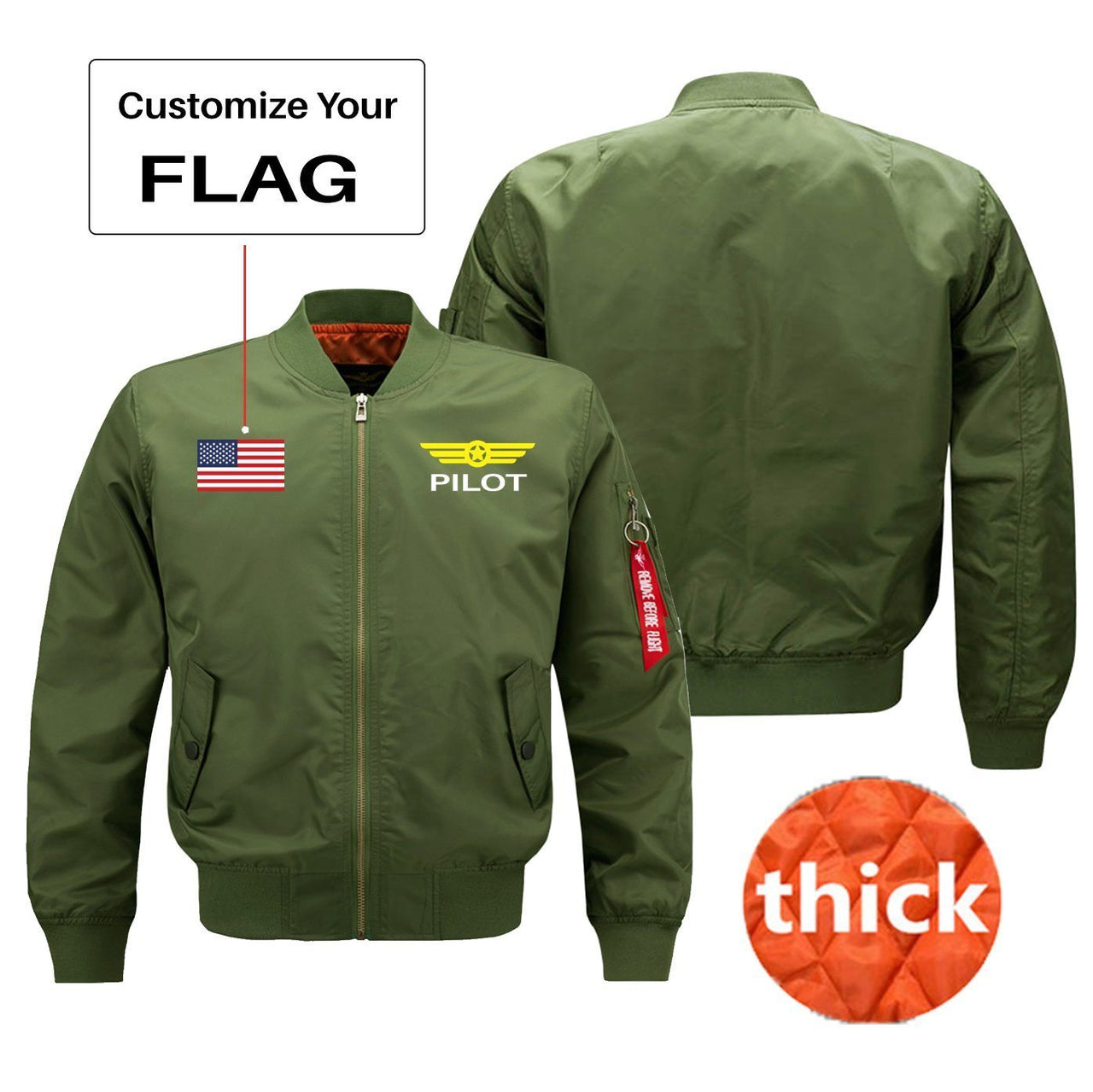 Custom Flag & Pilot Badge Designed Pilot Jackets