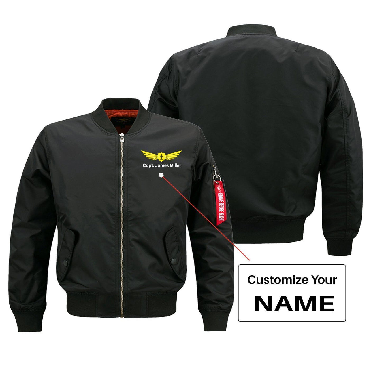 Custom Name with Badge 2 Designed Pilot Jackets