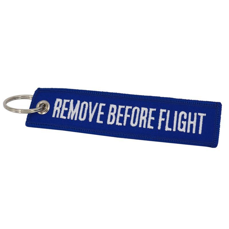 Dark Blue Remove Before Flight Designed Key Chains