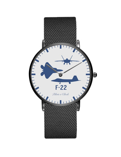 Side view of F22 Raptor (Special) aviation slim watch in stainless steel, polished finish.