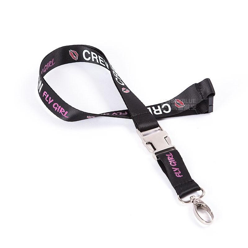 Fly Girl / Boy Lanyard Black with Pink letter Kiss