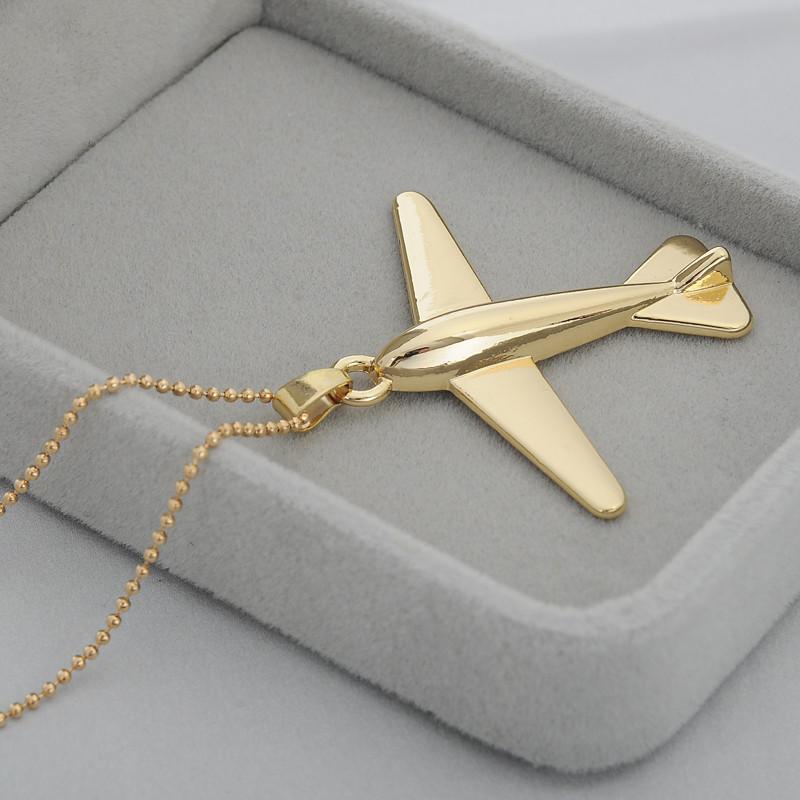 "Golden" Design Aircraft Necklace & Pendant