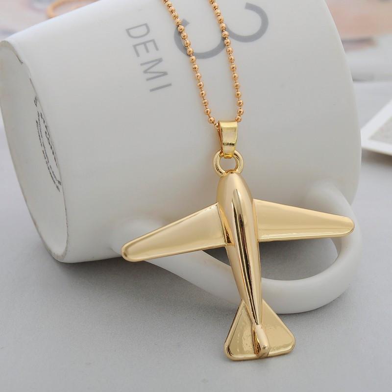 Golden Design Aircraft Necklace & Pendant