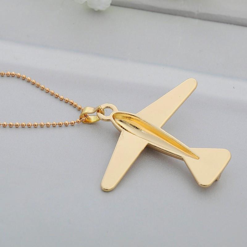 Golden Design Aircraft Necklace & Pendant