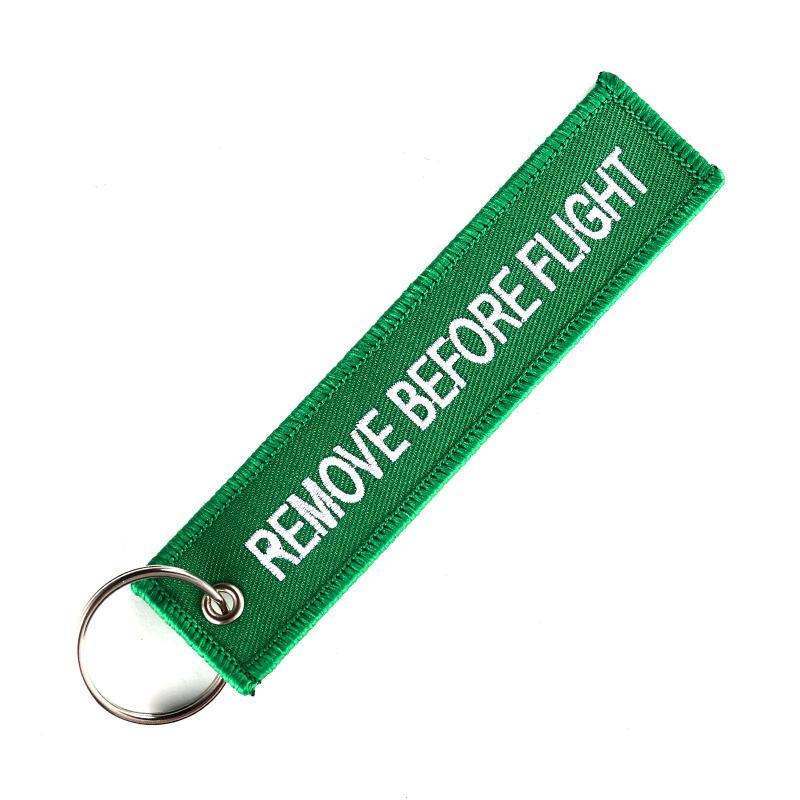 Green Remove Before Flight Designed Key Chains