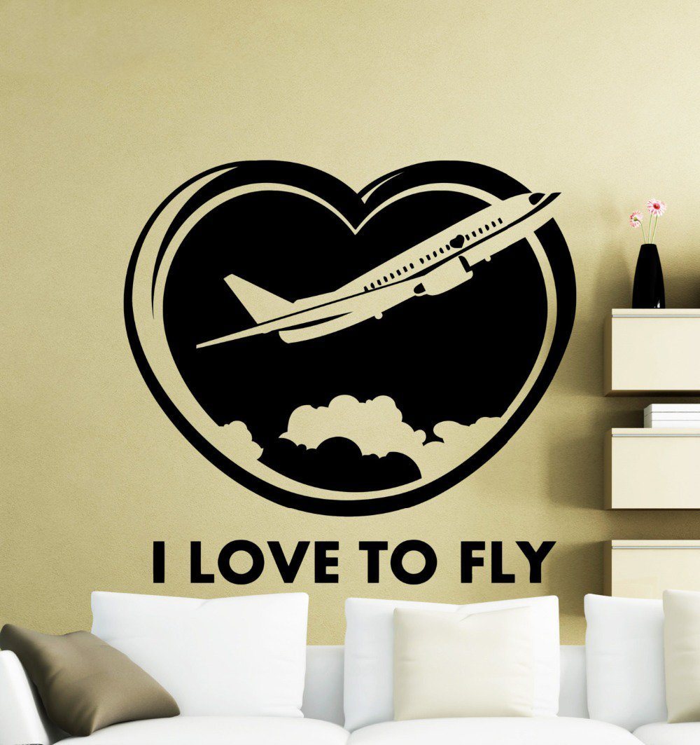 I Love to Fly Designed Wall Stickers