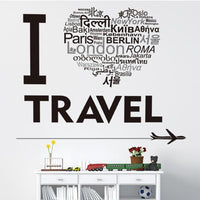 Thumbnail for I Love to Travel Designed Wall Sticker