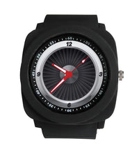 Thumbnail for Side view of Jet Engine Rubber aviation watch in stainless steel, polished finish.