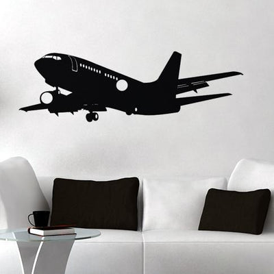 Landing Boeing 737 aviation themed wall sticker, weather-resistant vinyl.