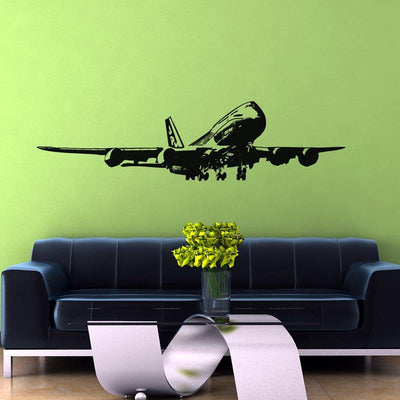 Landing Boeing 747 aviation themed wall sticker, weather-resistant vinyl.